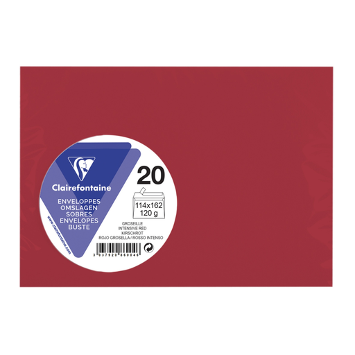[3037920860046] CLAIREFONTAINE Classic Envelope Red Currant 114x162mm x20 120g