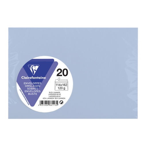 [3037920861135] CLAIREFONTAINE Envelope autoadesivo 11,4x16,2cm - lote de 20