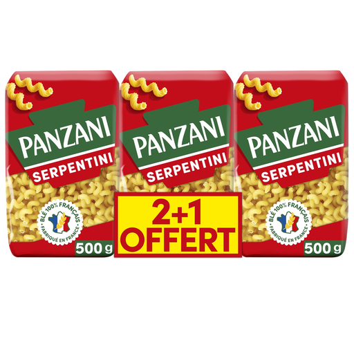 [3038356850809] PANZANI Massa Serpentini Trigo Francês 3 x 500 g