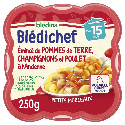 [3041091422156] BLEDINA Baby meal potato mushroom and chicken slices Blédichef 250 g