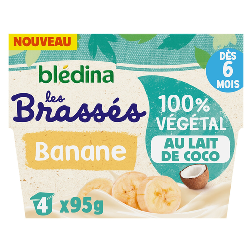 [3041091674838] BLEDINA Plant-based coconut milk apple banana brassés 4x95g