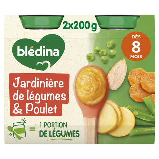 [3041091677754] BLEDINA Baby Lunch Vegetable Garden Chicken, 2 pots of 200 g