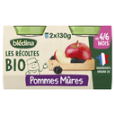 BLEDINA Puré de fruta Maçã e Amora Bio desde 4-6 meses 2 boiões de 130 g