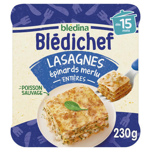 [3041091828590] BLEDINA Bledichef Lasagnes épinards merlu, 230g jar