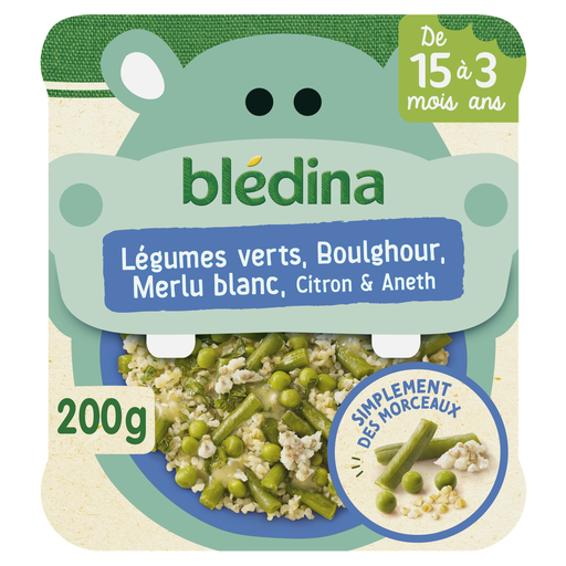 [3041091828613] BLEDINA Bledichef Baby Meal Green Vegetables Bulgur Hake Lemon 200 g