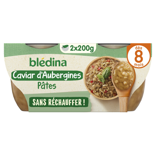 [3041091878021] BLEDINA Eggplant Caviar and Small Pasta, 2 pots of 200 g