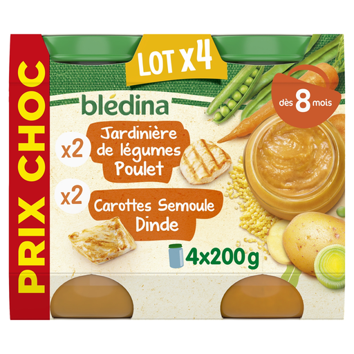 [3041091964533] BLEDINA Vegetable garden chicken and carrot semolina turkey 4 pots of 200 g