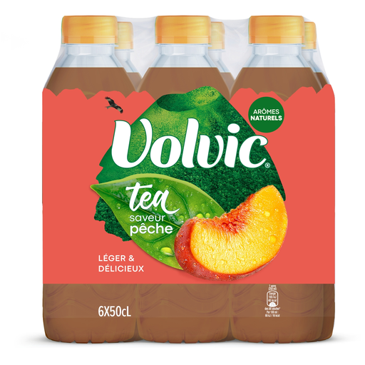 [3057640615658] VOLVIC Flavoured Still Water Peach Tea 6x50cl