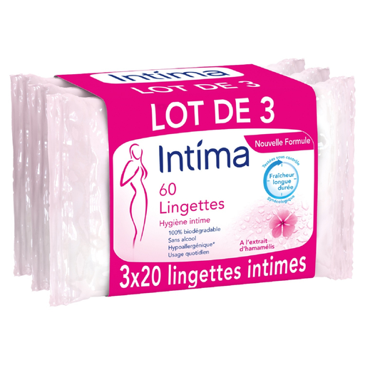 [3059944117562] INTIMA Intimate Wipes with Witch Hazel Long-Lasting Freshness, pack of 3 boxes of 20 wipes