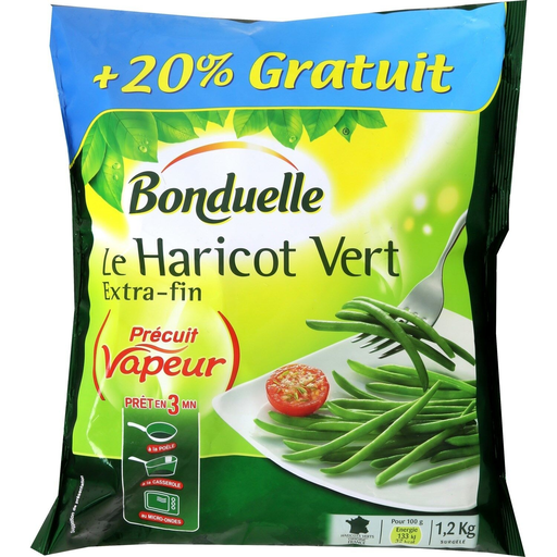 [3083680058834] BONDUELLE Judías Verdes Extra Finas Precocinadas al Vapor 1,2 kg