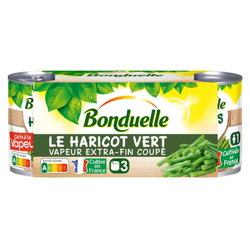 [3083681013030] BONDUELLE Haricots verts extra fins vapeur 3 x 110 g