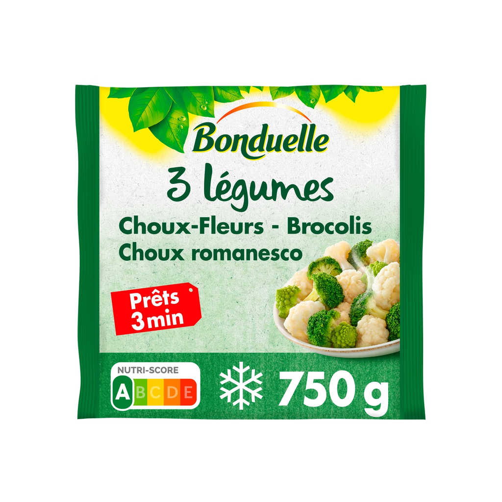 BONDUELLE 3-Vegetable Mix Cauliflower, Broccoli, Romanesco 750 g