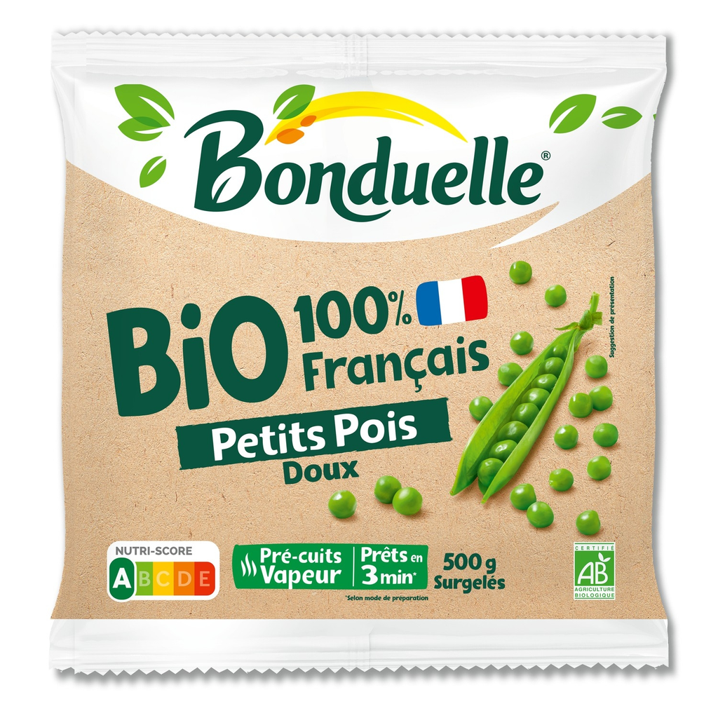 BONDUELLE Ervilhas bio pré-cozidas a vapor 500 g