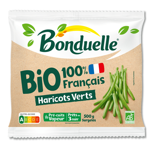 [3083681097658] BONDUELLE Haricots verts bio pré cuits vapeur 500 g