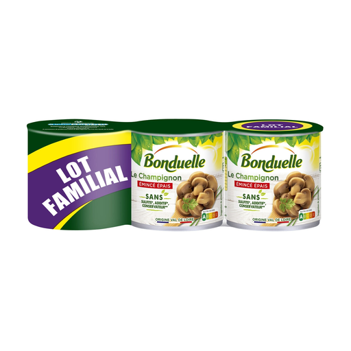 [3083681120448] BONDUELLE Champignons émincés épais au naturel 3 x 230 g