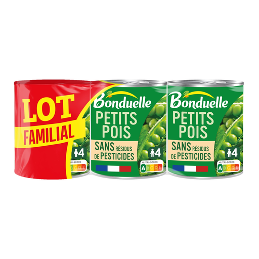 [3083681128871] BONDUELLE Petits pois tendres et fondants 3 boîtes de 560 g