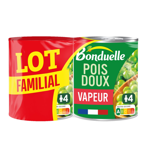 [3083681130782] BONDUELLE Petits pois doux cuits à la vapeur 1060 g