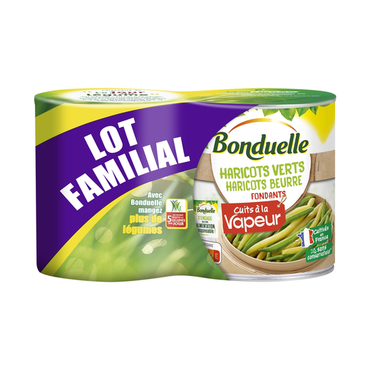 [3083681131734] BONDUELLE Mélange haricots verts et haricots beurre extra fins coupés sous vide 2x440g
