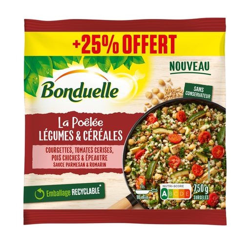 [3083681174649] BONDUELLE Vegetable and Cereal Pan-Fry Courgettes Tomatoes 750 g
