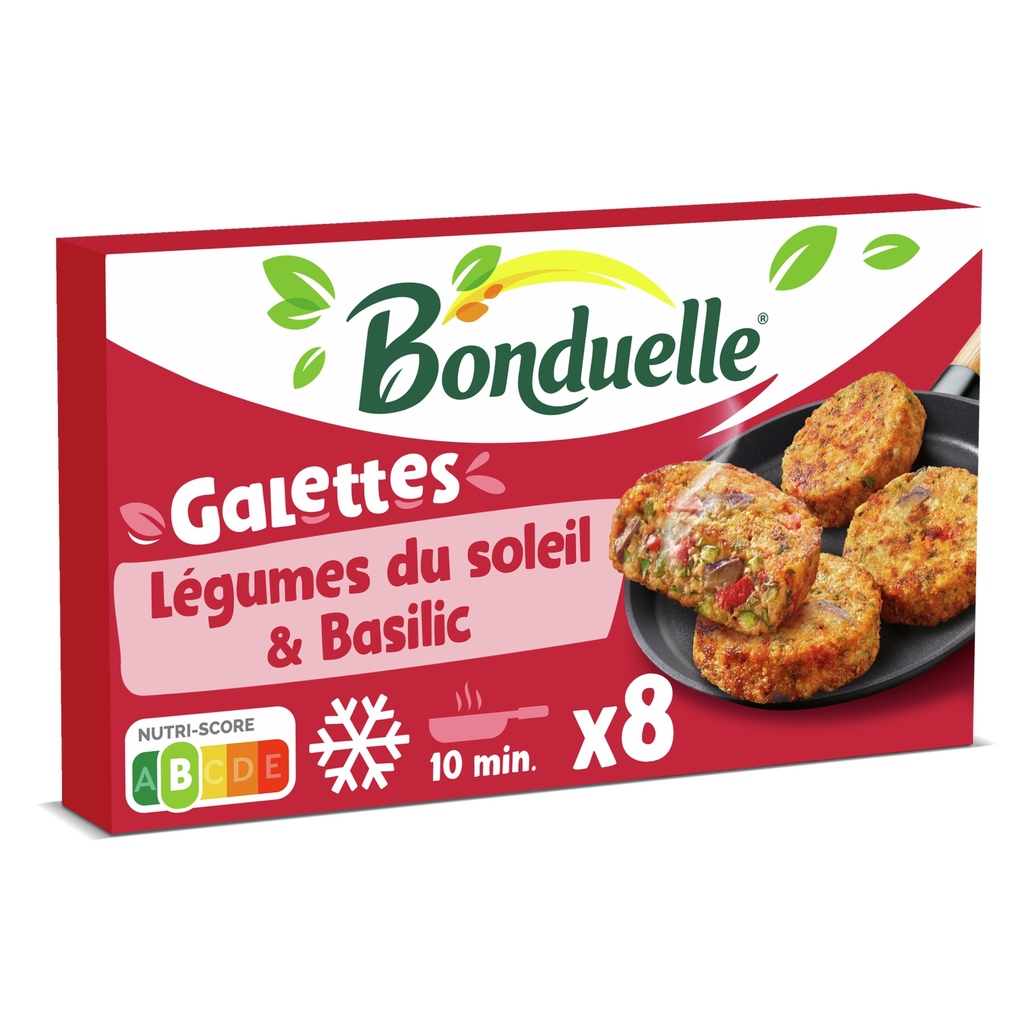 BONDUELLE Galettes de legumes do sol e manjericão 8