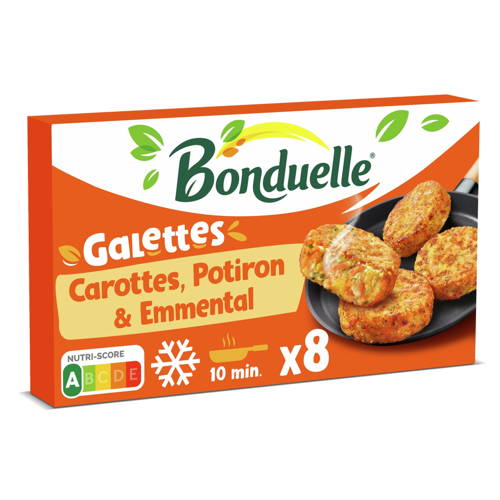 BONDUELLE Galettes para frigideira Cenoura, Abóbora e Emmental 300 g