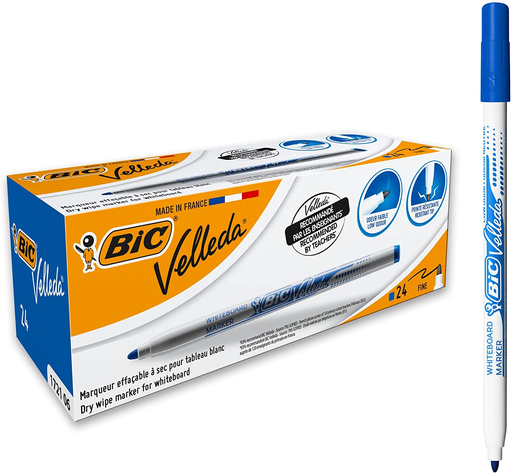[3086121721069] BIC Velleda 1721 Whiteboard Markers Fine Conical Tip Blue, 24 units