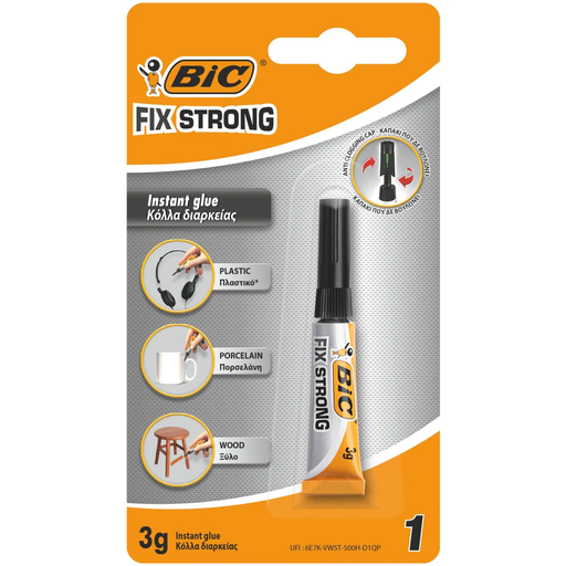 [3086123305106] BIC Fix Strong Instant Glue Multi-surface 3 g