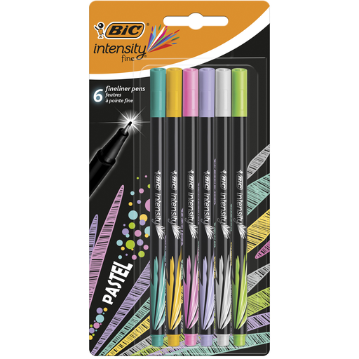 [3086123498334] BIC Intensity Rotuladores Punta Fina (0,8mm) Colores Surtidos Pastel x6