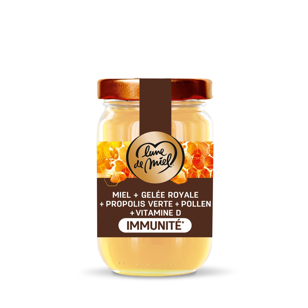 LUNE DE MIEL Gelée Royale Propolis Verte Pollen et Vitamine D Immunité 180 g