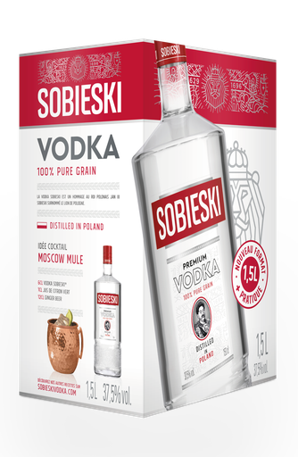 [3107872502377] SOBIESKI Vodka Premium 100% pure grain 150 cl