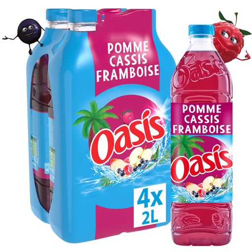 [3124480170231] OASIS Fruit drink apple blackcurrant raspberry 4 x 2 L