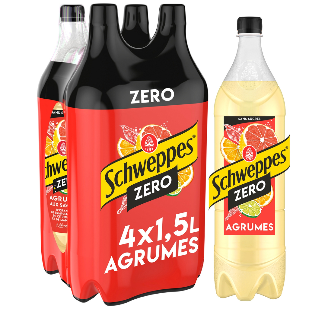 SCHWEPPES Soda sabor citrinos zero PET 4 x 1,5 L
