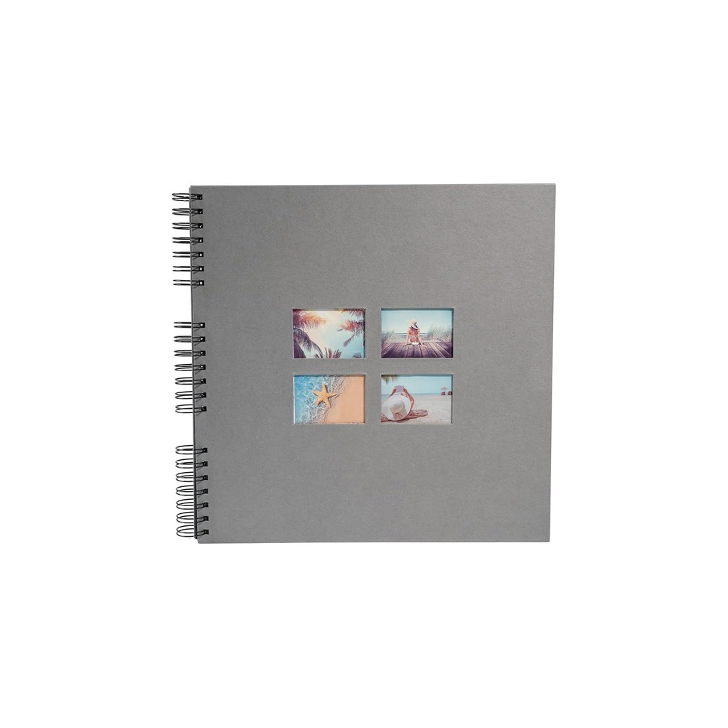 EXACOMPTA Album Photos 360 Photos Gris 32x32cm 60 Pages Noires Couverture Effet Textile