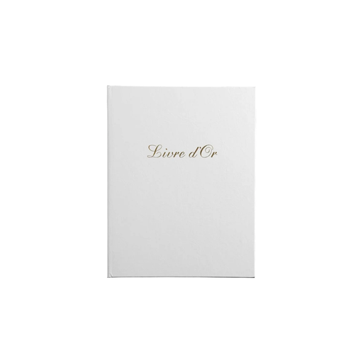 [3130631049820] EXACOMPTA Livre D'or 27x22cm Couverture Simili Cuir Blanc Tranche Or 100 Pages Blanches