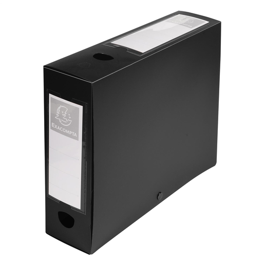 [3130632598310] EXACOMPTA Snap-closure storage box 80mm spine polypropylene A4 Black X 10