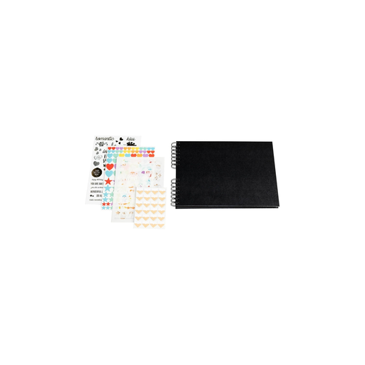 [3130633168017] EXACOMPTA Scrapbooking Album Customizable 32x22cm Black 70 Black Pages Stickers Included