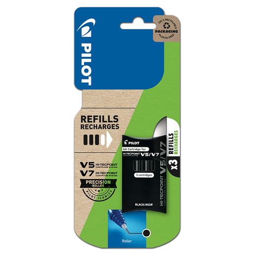 [3131910228325] PILOT Refill V5/V7 refillable x 3 Black