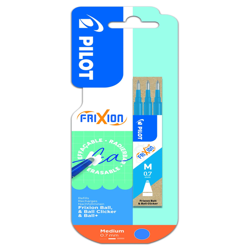 [3131910413653] PILOT 3 refills Frixion Ball / Clicker 0.7 medium light blue