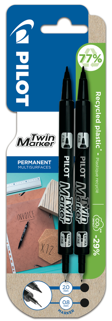 PILOT Twin Marker 0.3/0.5mm x 2 black