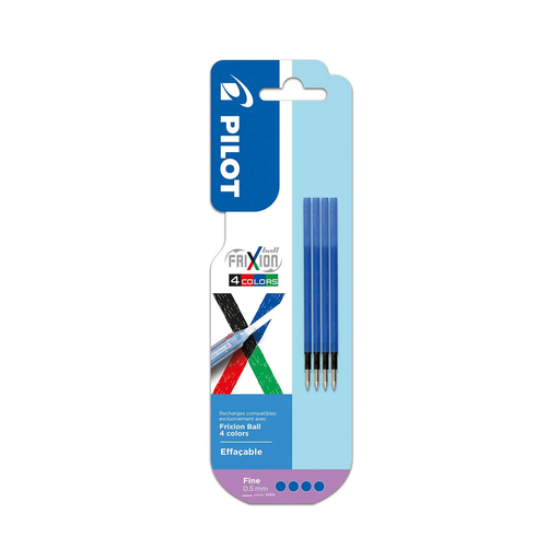 [3131910447580] PILOT Fri Xion Ball Erasable Blue Ink Refills 4-pack