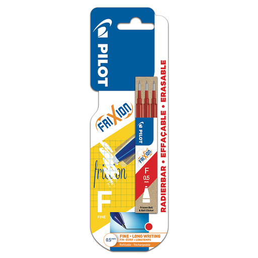 [3131910447832] PILOT 3 Frixion Ball/Clicker Fine Refills Red
