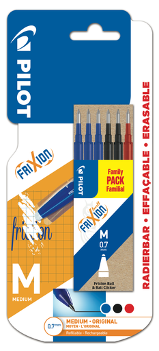 [3131910501336] PILOT Frixion Erasable Rollerball Pen Refill 0.7mm Tip x6 Assorted