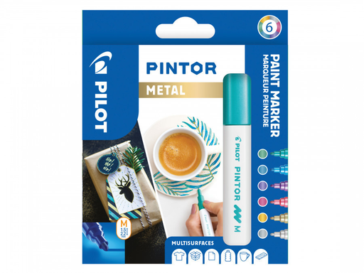 [3131910517450] PILOT Pintor Pigment Marker, medium tip, set of 6 Metal