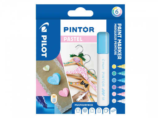 [3131910517474] PILOT Pintor Pigment Marker, medium tip, set of 6 Pastel