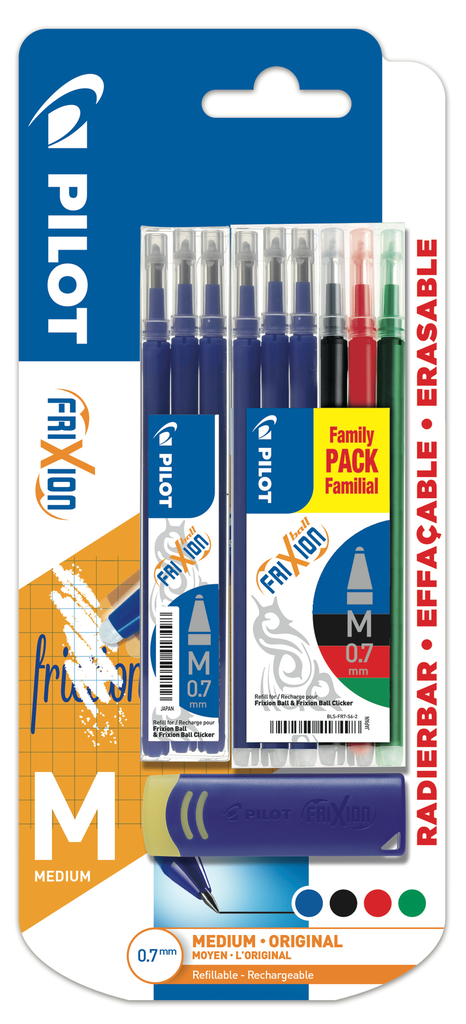 PILOT 6 recharges Frixion ball (nbrv) + 1 3 recharges bleu + 1 gomme