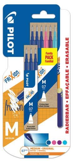[3131910554561] PILOT 6 Frixion Ball refills (fun) + 1 3 blue refills + 1 eraser