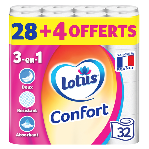 [3133200094962] LOTUS White comfort toilet paper aquatube 2 ply 32 rolls