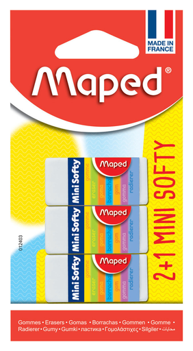[3154140124038] MAPED Mini Softy White Erasers, pack of 3