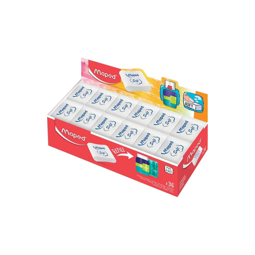 [3154140494117] MAPED Essentials Soft Plastic Eraser, Display Of 36
