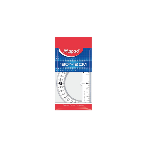[3154141461347] MAPED Plastic Protractor 180° 12cm Base